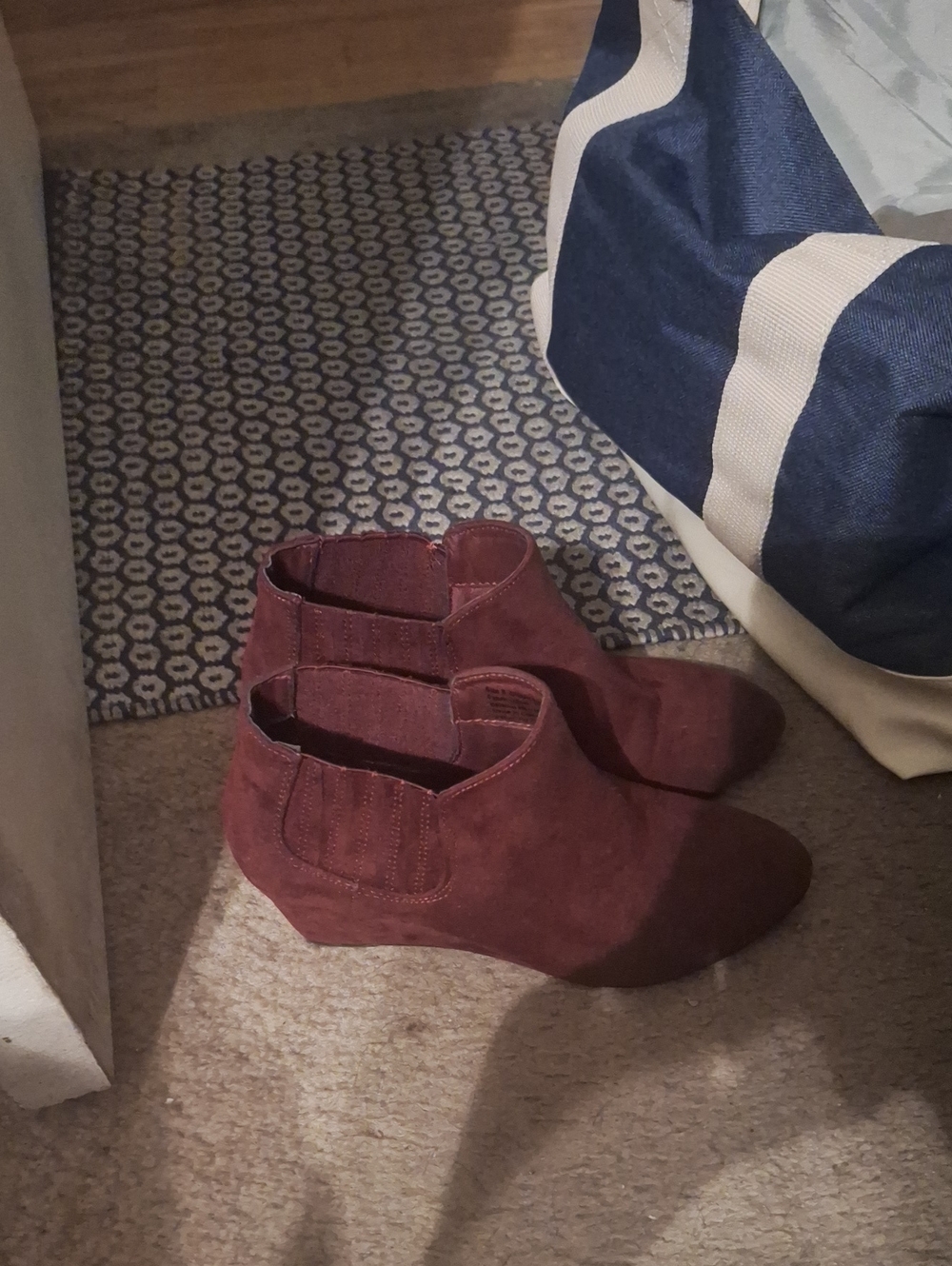 new directions Burgundy Suede Ankle Booties